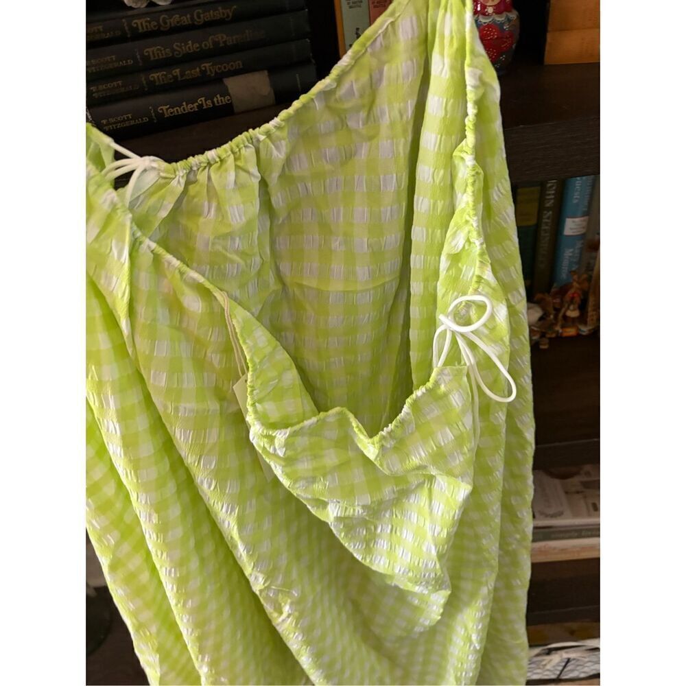 NWT For Love & Lemons Maureen Green & White Gingham Midi Dress Size Large - Picture 10 of 11